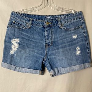Denim Shorts Gap Sexy Boyfriend 6 Distressed Blue Medium Wash Button Fly Cuffed